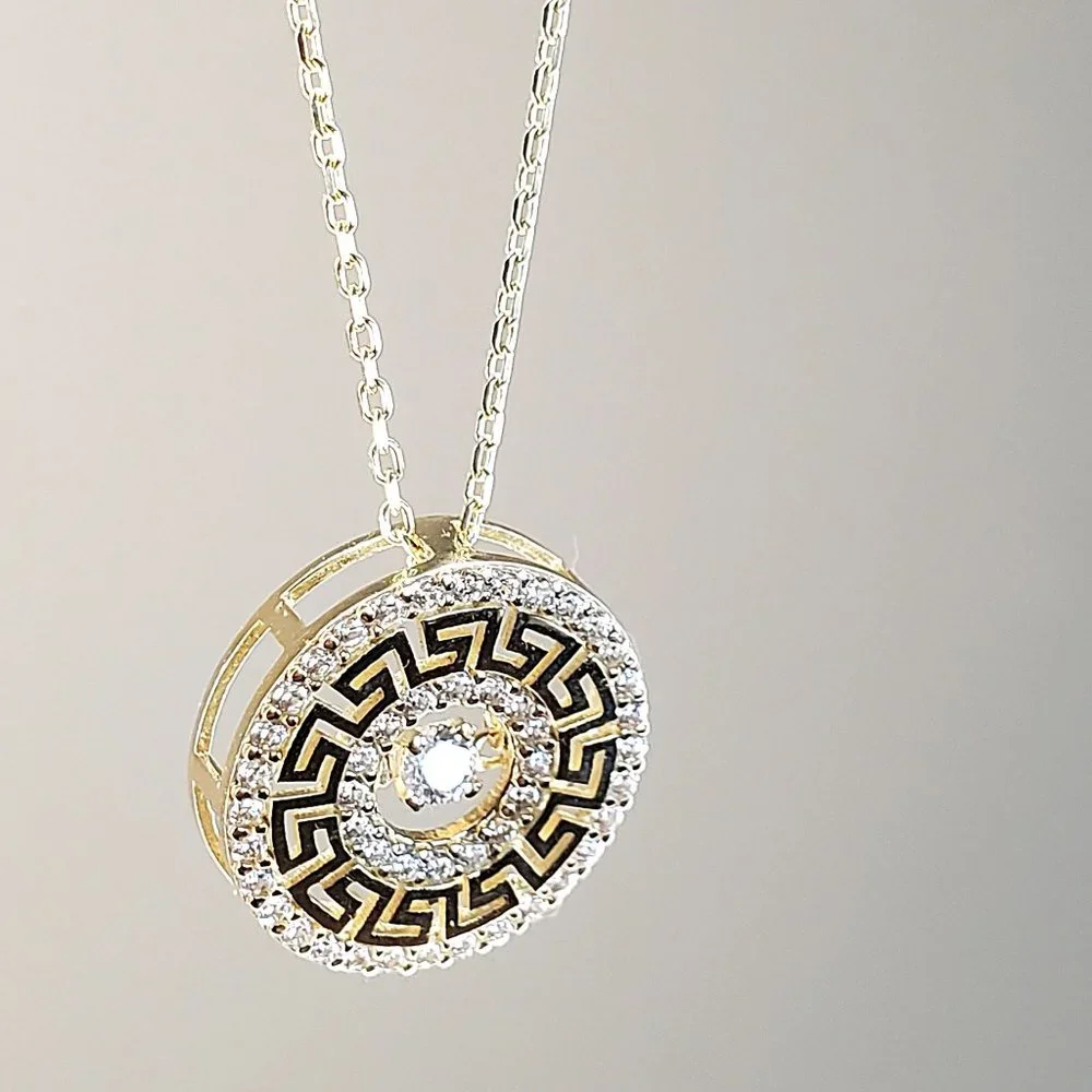 10K GOLD PENDANT NECKLACE / Gold Jewelry / Cubic Zirconia / Handmade - Picture 2 of 3